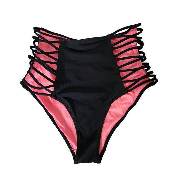 Super Sexy PINK High Waisted Strappy Bikini Bottom - Picture 3 of 5